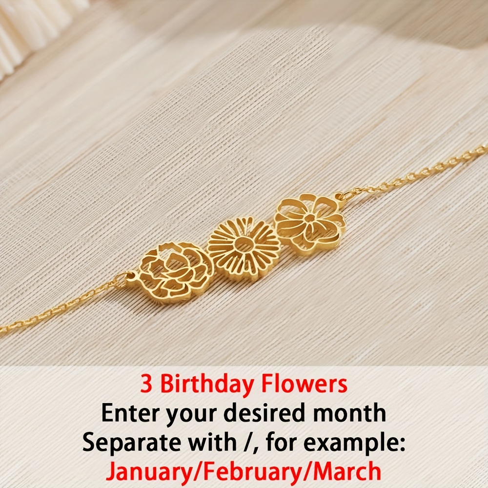 Women's 18K Golden Plated Customizable Flower Pendant Necklace